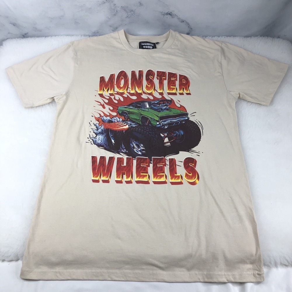 Super Massive Monster Wheels T-Shirt Size Large Ivory Color